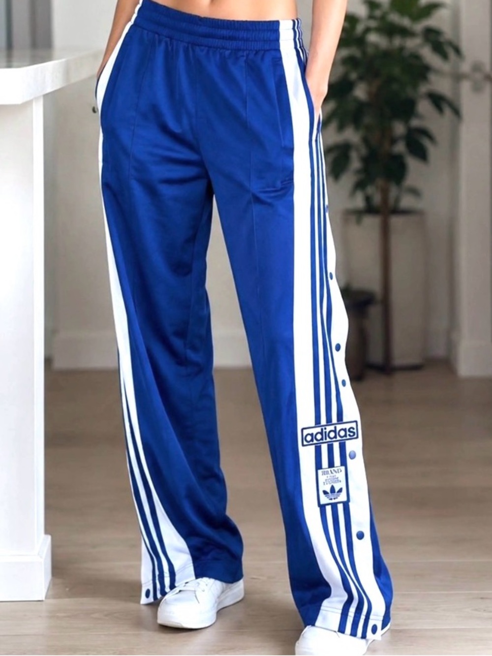 Adidas Adibreak Firebird Blue Women’s Track Pants with White Side Stripes